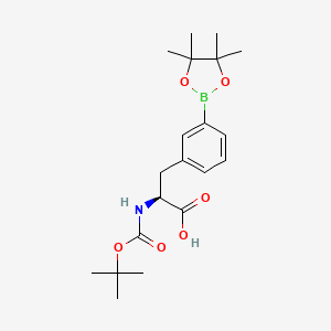 Chemical structure of (2S)-2-[[(tert-Butoxy)carbonyl]amino]-3-[3-(tetramethyl-1,3,2-dioxaborolan-2-yl)phenyl]propanoic acid