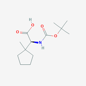 Chemical structure of (2S)-2-{[(tert-Butoxy)carbonyl]amino}-2-(1-methylcyclopentyl)acetic acid