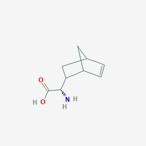 Chemical structure of (2S)-2-Amino-2-{bicyclo[2.2.1]hept-5-en-2-yl}acetic acid