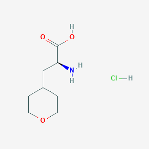 Chemical structure of (2S)-2-Amino-3-(oxan-4-yl)propanoic acid hydrochloride