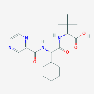 Chemical structure of (2S)-2-Cyclohexyl-N-(2-pyrazinylcarbonyl)glycyl-3-methyl-D-valine