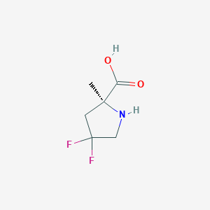 Chemical structure of (2S)-4,4-Difluoro-2-methylpyrrolidine-2-carboxylic acid