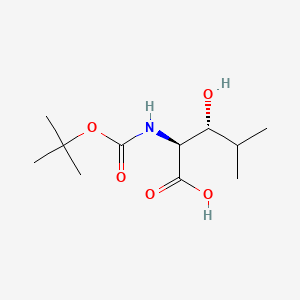 Chemical structure of (2S,3R)-2-((tert-Butoxycarbonyl)amino)-3-hydroxy-4-methylpentanoic acid