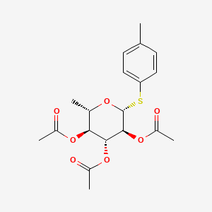 Chemical structure of (2S,3R,4R,5S,6R)-2-methyl-6-(p-tolylthio)tetrahydro-2H-pyran-3,4,5-triyl triacetate