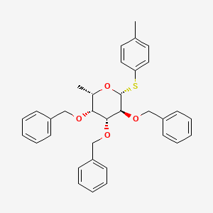 Chemical structure of (2S,3R,4R,5S,6R)-3,4,5-tris(benzyloxy)-2-methyl-6-(p-tolylthio)tetrahydro-2H-pyran