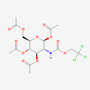 Chemical structure of (2S,3R,4R,5S,6R)-6-(acetoxymethyl)-3-(((2,2,2-trichloroethoxy)carbonyl)amino)tetrahydro-2H-pyran-2,4,5-triyl triacetate
