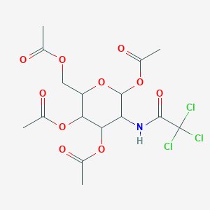 Chemical structure of (2S,3R,4R,5S,6R)-6-(acetoxymethyl)-3-(2,2,2-trichloroacetamido)tetrahydro-2H-pyran-2,4,5-triyl triacetate