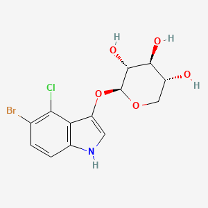 Chemical structure of (2S,3R,4S,5R)-2-((5-bromo-4-chloro-1H-indol-3-yl)oxy)tetrahydro-2H-pyran-3,4,5-triol