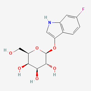 Chemical structure of (2S,3R,4S,5R,6R)-2-((6-fluoro-1H-indol-3-yl)oxy)-6-(hydroxymethyl)tetrahydro-2H-pyran-3,4,5-triol
