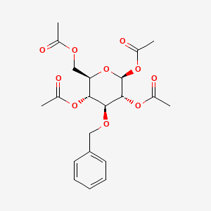 Chemical structure of 1,2,4,6-tetra-O-acetyl-3-O-benzyl-beta-D-glucopyranose