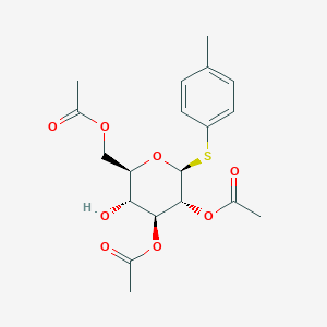 Chemical structure of (2S,3R,4S,5R,6R)-6-(acetoxymethyl)-5-hydroxy-2-(p-tolylthio)tetrahydro-2H-pyran-3,4-diyl diacetate