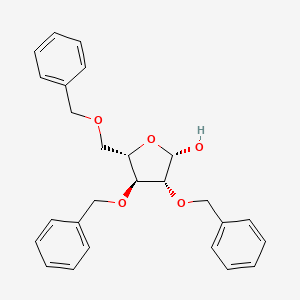 Chemical structure of (2S,3R,4S,5S)-3,4-Bis(benzyloxy)-5-((benzyloxy)methyl)tetrahydrofuran-2-ol