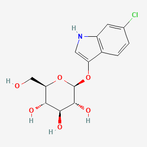 Chemical structure of (2S,3R,4S,5S,6R)-2-((6-chloro-1H-indol-3-yl)oxy)-6-(hydroxymethyl)tetrahydro-2H-pyran-3,4,5-triol
