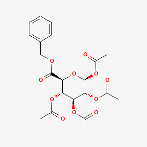 Chemical structure of (2S,3R,4S,5S,6S)-6-((benzyloxy)carbonyl)tetrahydro-2H-pyran-2,3,4,5-tetrayl tetraacetate