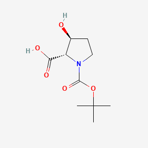 Chemical structure of (2S,3S)-1-(tert-Butoxycarbonyl)-3-hydroxypyrrolidine-2-carboxylic acid