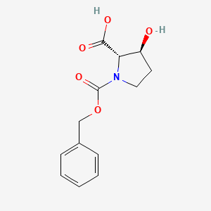 Chemical structure of (2S,3S)-1-[(Benzyloxy)carbonyl]-3-hydroxypyrrolidine-2-carboxylic acid