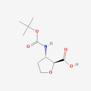 Chemical structure of (2s,3s)-3-(Tert-butoxycarbonylamino)tetrahydrofuran-2-carboxylicacid