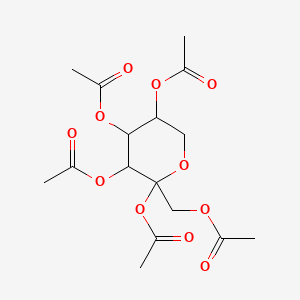 Chemical structure of beta-D-Fructopyranose, pentaacetate