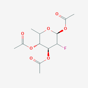 Chemical structure of (2S,3S,4R,5R,6S)-3-fluoro-6-methyltetrahydro-2H-pyran-2,4,5-triyl triacetate