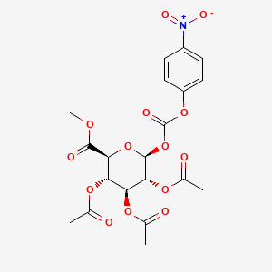Chemical structure of (2S,3S,4S,5R,6S)-2-(methoxycarbonyl)-6-(((4-nitrophenoxy)carbonyl)oxy)tetrahydro-2H-pyran-3,4,5-triyl triacetate