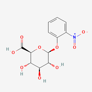 Chemical structure of (2S,3S,4S,5R,6S)-3,4,5-trihydroxy-6-(2-nitrophenoxy)tetrahydro-2H-pyran-2-carboxylic acid