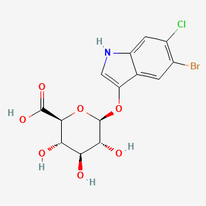Chemical structure of (2S,3S,4S,5R,6S)-6-((5-bromo-6-chloro-1H-indol-3-yl)oxy)-3,4,5-trihydroxytetrahydro-2H-pyran-2-carboxylic acid
