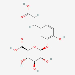 Chemical structure of (2S,3S,4S,5R,6S)-6-(5-(2-carboxyvinyl)-2-hydroxyphenoxy)-3,4,5-trihydroxytetrahydro-2H-pyran-2-carboxylic acid