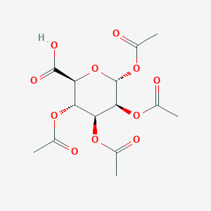 Chemical structure of (2S,3S,4S,5S,6R)-3,4,5,6-Tetraacetoxytetrahydro-2H-pyran-2-carboxylic acid