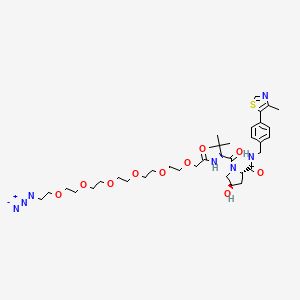Chemical structure of (2S,4R)-1-((S)-23-Azido-2-(tert-butyl)-4-oxo-6,9,12,15,18,21-hexaoxa-3-azatricosanoyl)-4-hydroxy-N-(4-(4-methylthiazol-5-yl)benzyl)pyrrolidine-2-carboxamide