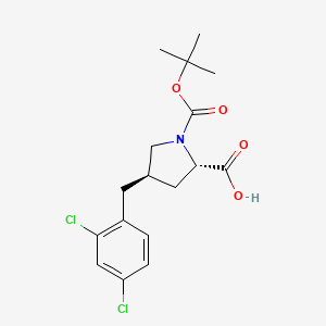 Chemical structure of (2S,4R)-1-(tert-Butoxycarbonyl)-4-(2,4-dichlorobenzyl)pyrrolidine-2-carboxylic acid