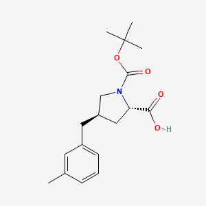 Chemical structure of (2S,4R)-1-(tert-Butoxycarbonyl)-4-(3-methylbenzyl)pyrrolidine-2-carboxylic acid