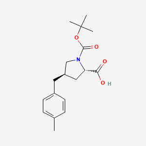 Chemical structure of (2S,4R)-1-(tert-Butoxycarbonyl)-4-(4-methylbenzyl)pyrrolidine-2-carboxylic acid