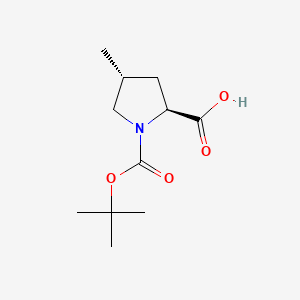 Chemical structure of (2S,4R)-1-(tert-Butoxycarbonyl)-4-methylpyrrolidine-2-carboxylic acid