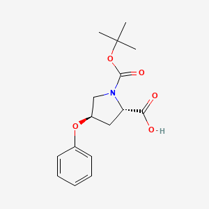 Chemical structure of (2S,4R)-Boc-4-phenoxy-pyrrolidine-2-carboxylic acid