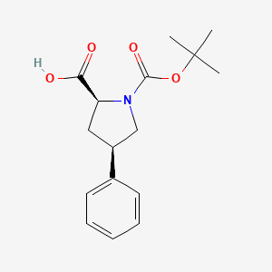 Chemical structure of (4R)-1-(tert-Butoxycarbonyl)-4-phenyl-L-proline