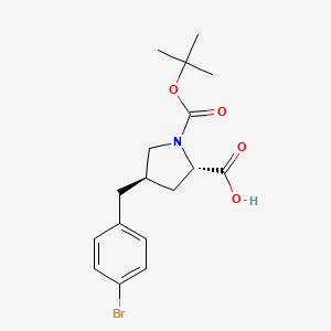 Chemical structure of (2S,4R)-4-(4-Bromobenzyl)-1-(tert-butoxycarbonyl)pyrrolidine-2-carboxylic acid