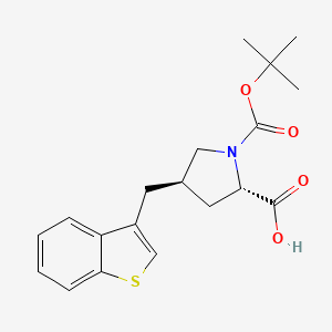 Chemical structure of (2S,4R)-4-(Benzo[b]thiophen-3-ylmethyl)-1-(tert-butoxycarbonyl)pyrrolidine-2-carboxylic acid