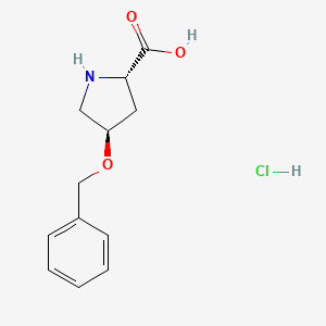 Chemical structure of (2S,4R)-4-(Benzyloxy)pyrrolidine-2-carboxylic acid hydrochloride