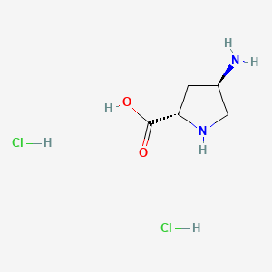 Chemical structure of (2S,4R)-4-Aminopyrrolidine-2-carboxylic acid dihydrochloride