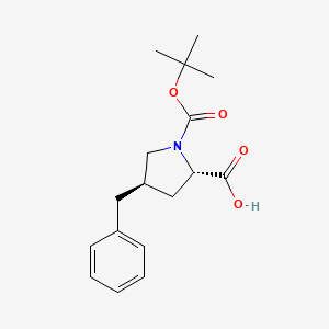 Chemical structure of (2S,4R)-4-Benzyl-1-(tert-butoxycarbonyl)pyrrolidine-2-carboxylic acid