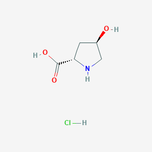 Chemical structure of (2S,4R)-4-Hydroxypyrrolidine-2-carboxylic acid hydrochloride