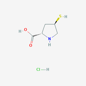 Chemical structure of (2S,4R)-4-Sulfanylpyrrolidine-2-carboxylic acid hydrochloride