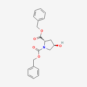 Chemical structure of (2S,4R)-Dibenzyl 4-hydroxypyrrolidine-1,2-dicarboxylate