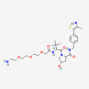 Chemical structure of (2S,4S)-1-((S)-14-Amino-2-(tert-butyl)-4-oxo-6,9,12-trioxa-3-azatetradecanoyl)-4-hydroxy-N-(4-(4-methylthiazol-5-yl)benzyl)pyrrolidine-2-carboxamide