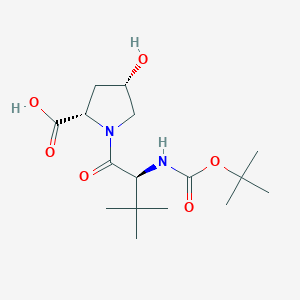 Chemical structure of (2S,4S)-1-((S)-2-((tert-Butoxycarbonyl)amino)-3,3-dimethylbutanoyl)-4-hydroxypyrrolidine-2-carboxylic acid