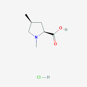Chemical structure of (2S,4S)-1,4-Dimethylpyrrolidine-2-carboxylic acid hydrochloride