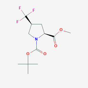 Chemical structure of (2S,4S)-1-tert-Butyl 2-methyl 4-(trifluoromethyl)pyrrolidine-1,2-dicarboxylate