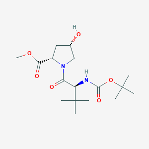 Chemical structure of (2S,4S)-Methyl 1-((S)-2-((tert-butoxycarbonyl)amino)-3,3-dimethylbutanoyl)-4-hydroxypyrrolidine-2-carboxylate