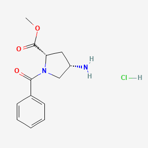 Chemical structure of (2S,4S)-Methyl 4-amino-1-benzoylpyrrolidine-2-carboxylate hydrochloride