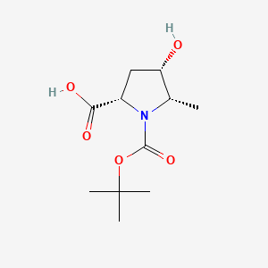 Chemical structure of (2S,4S,5S)-1-(tert-Butoxycarbonyl)-4-hydroxy-5-methylpyrrolidine-2-carboxylic acid
